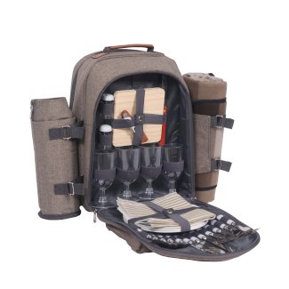 Picknick Rucksack Set für 4 Personen braun