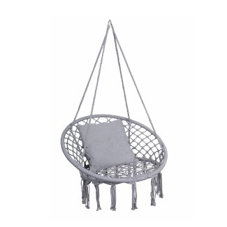 Hängesessel grau mit Kissen