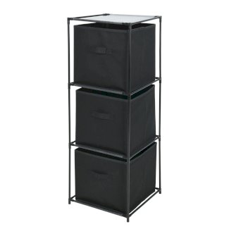 Regal mit 3 Aufbewahrungskisten 35 x 35 x 102 cm