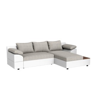 Ecksofa mit Schlaffunktion NALA rechts weiss