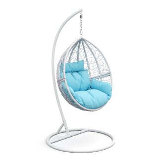 Hängesessel mit Gestell PANAMA weiss/türkis