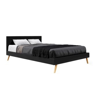 Lederbett ELVAR 160 x 200 cm schwarz
