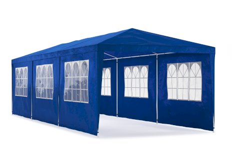 Partyzelt MARIS 9 x 3 m blau inkl. 8 Seitenwände