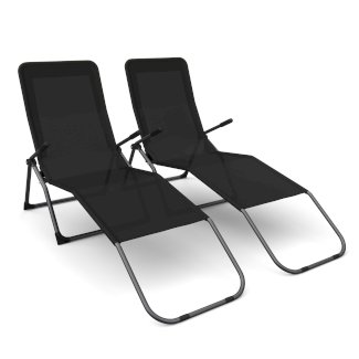 Liegestuhl schwarz 2er Set