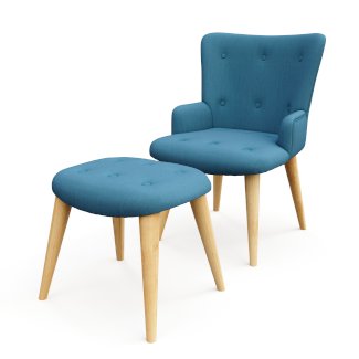 Sessel mit Hocker NEVIO blau