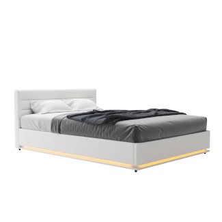 Lederbett LED STARDUST 140 x 200 cm weiss