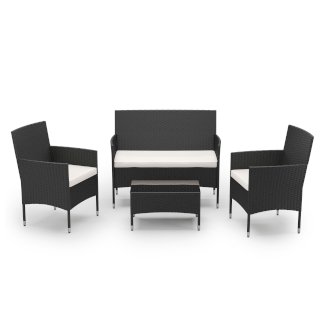 Gartenset Rattan MALIA schwarz/weiss