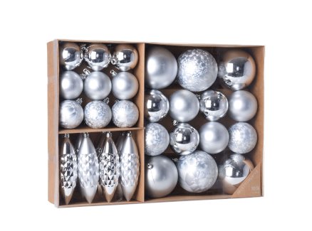 Weihnachtskugeln 31-teilig silber