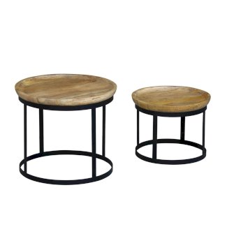 Beistelltisch Holz HATHAWAY rund 2-teilig