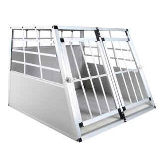 Hundebox Doppelbox Alu M grau