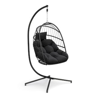 Hängesessel mit Gestell PERU schwarz/schwarz