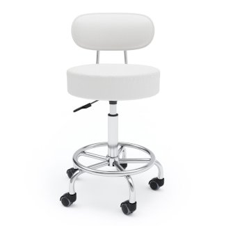 Rollhocker mit Rückenlehne SANDY weiss