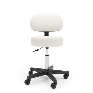 Drehstuhl Rollhocker mit Rückenlehne weiss