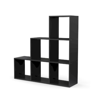 Treppenregal Raumteiler NASIR 6 Fächer 107 x 107 cm schwarz