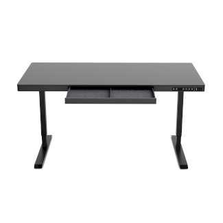Stehpult elektrisch mit Schublade 140 x 70 cm schwarz