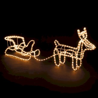 Weihnachtsbeleuchtung Rentier mit Schlitten 97 cm