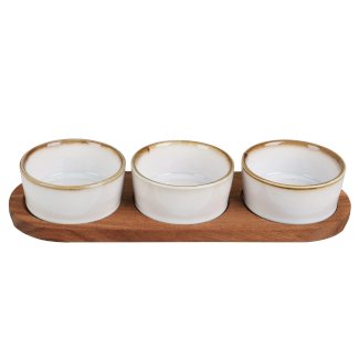 Apéroschale Servierset 4-teilig weiss/natur