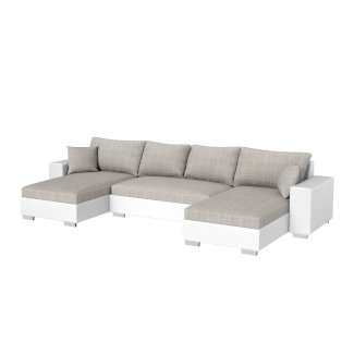 Sofa mit Schlaffunktion EROS U-Form grau/weiss