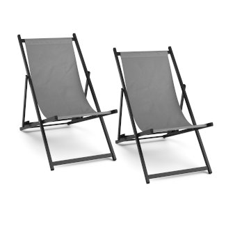 Liegestuhl AAREN 2er Set dunkelgrau/schwarz