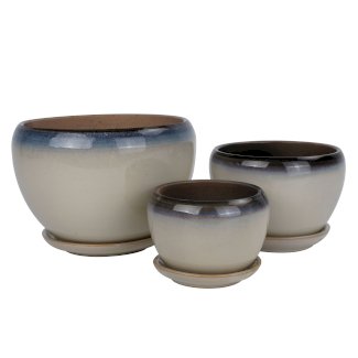 Blumentopf Keramik 3er Set beige/braun/blau - Gratisinserat.ch
