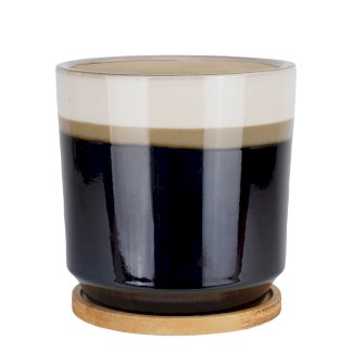 Blumentopf Keramik 14.5 cm schwarz/weiss