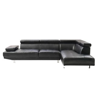 Ecksofa Leder PHILIP rechts schwarz