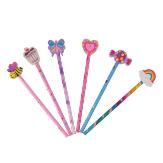 Bleistift mit Radiergummi 6er Set