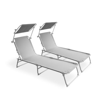 Liegestuhl LETTINO 2er Set grau - Gratisinserat.ch