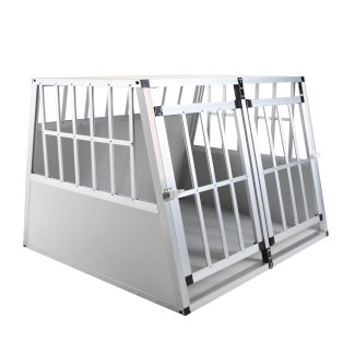 Doppelhundebox Alu geneigte Rückseite M grau