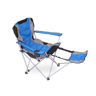 Luxus Campingstuhl mit Fussablage blau