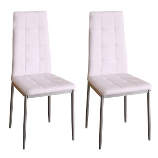 Esszimmerstuhl Leder MARC 2er Set weiss