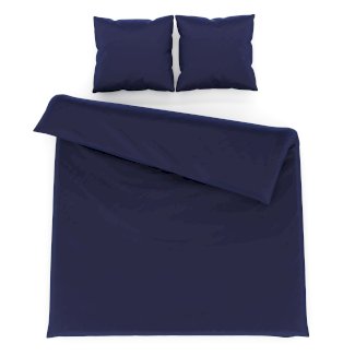 Bettwäsche 3-teilig 65 x 65 cm + 200 x 210 cm dunkelblau
