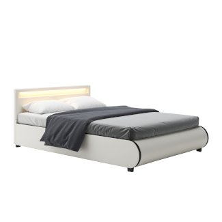 Lederbett LED SIESTA 140 x 200 cm weiss