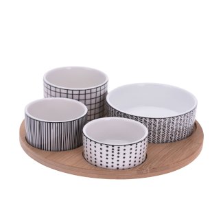 Apéroschale Servierset 5-teilig weiss/schwarz