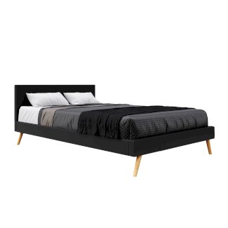 Lederbett ELVAR 140 x 200 cm schwarz