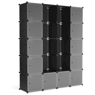 Kleiderschrank Steckregal schwarz / transparent 20 Boxen