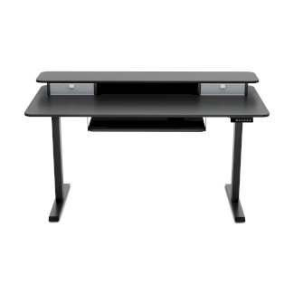 Stehpult elektrisch mit Ablage + Tastaturfach 140 x 70 cm schwarz
