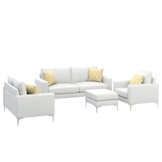 Sofa Set Leder LEX weiss