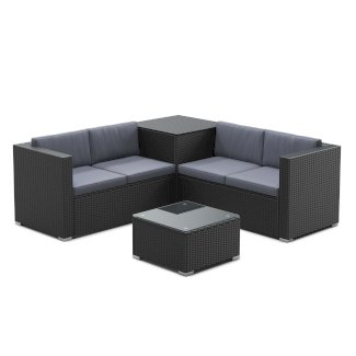 Rattanlounge SAN MARINO schwarz/anthrazit