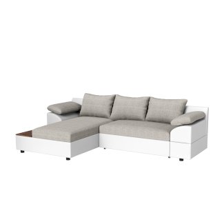 Ecksofa mit Schlaffunktion NALA links weiss