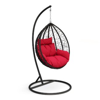 Hängesessel mit Gestell PANAMA schwarz/rot