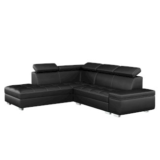Ecksofa Leder DEBORA links schwarz
