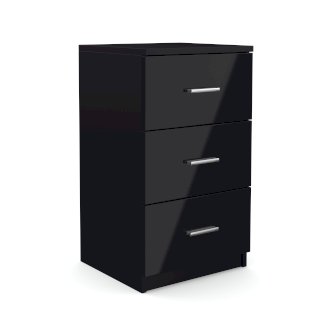 Nachttisch FORTE mit 3 Schubladen schwarz hochglanz