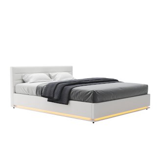 Lederbett LED STARDUST 160 x 200 cm weiss