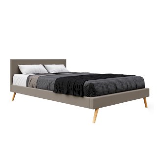 Lederbett ELVAR 140 x 200 cm taupe