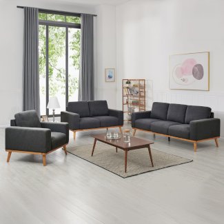 Sofa Set AMOR 3-teilig anthrazit